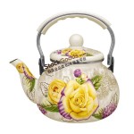 2.5L Enamel Kettle Turkish Teapot, Full Floral Decal